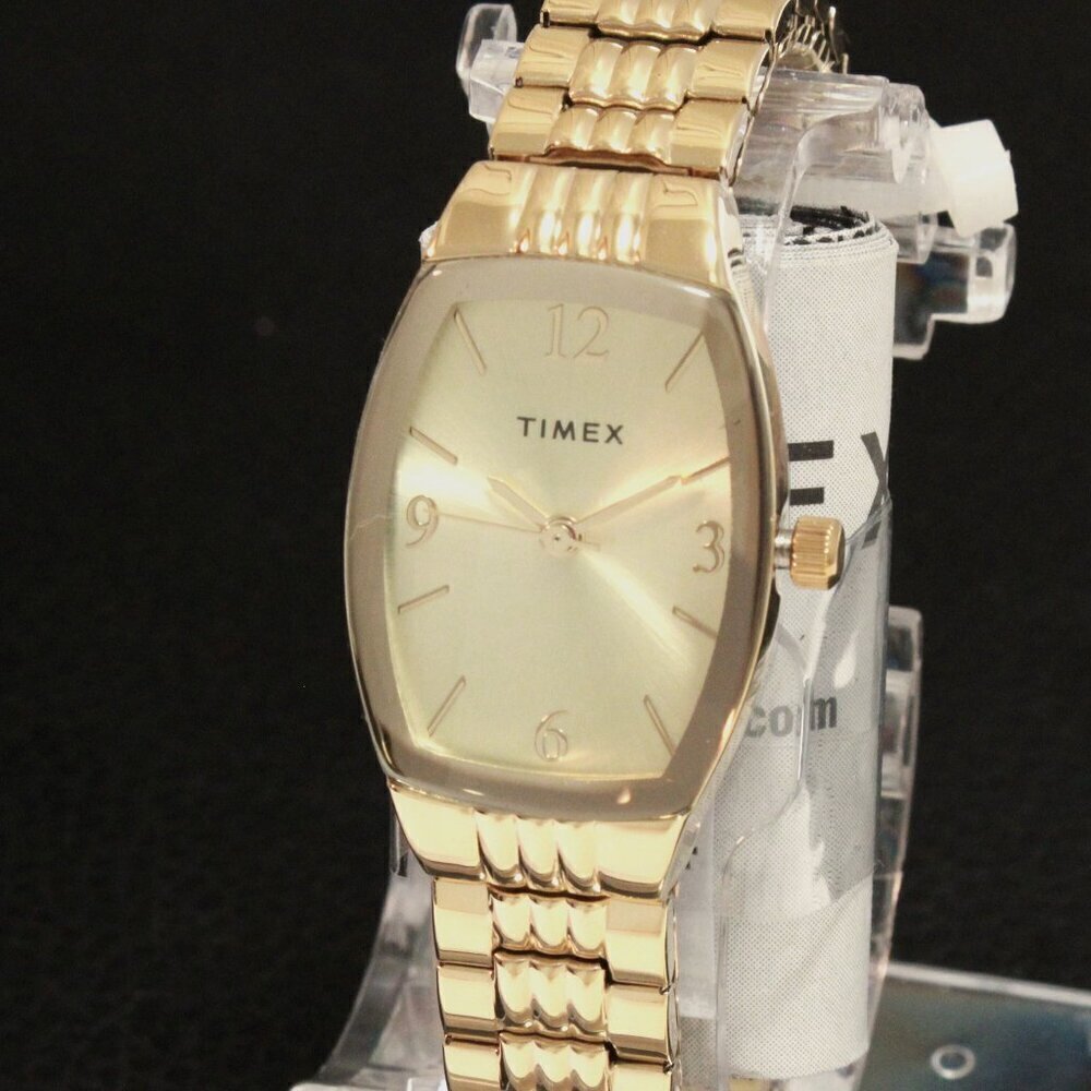 Timex Main Street Ladies Quartz Watch Gold Tone Expansion Bracelet 21mm